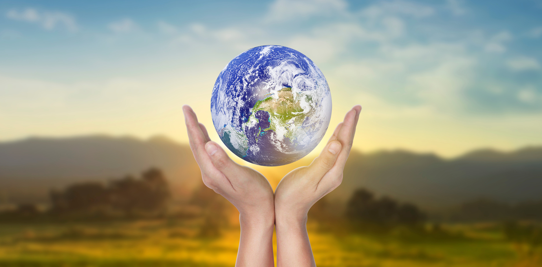 Globe, earth in human hand. Earth image provided by Nasa