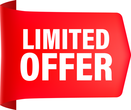 Red limited offer in vintage style. Sticker design. Sale, di